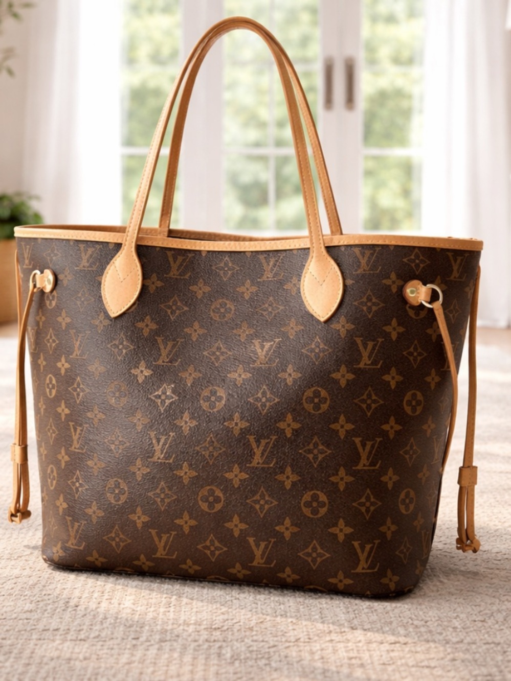 Authentic  Louis Vuitton Monogram Never Full MM Shoulder Bag.